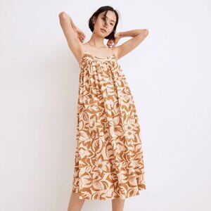 EUC Madewell Small Linen-Blend Cami Midi Dress in Tropicale Floral